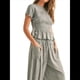 thumbnail image 5 of Conjunto de Dos Piezas para Mujer: Top Fruncido y Pantalón Conjunto Informal Bohemio de Cintura Alta con Bolsillos Gris L, 5 of 7