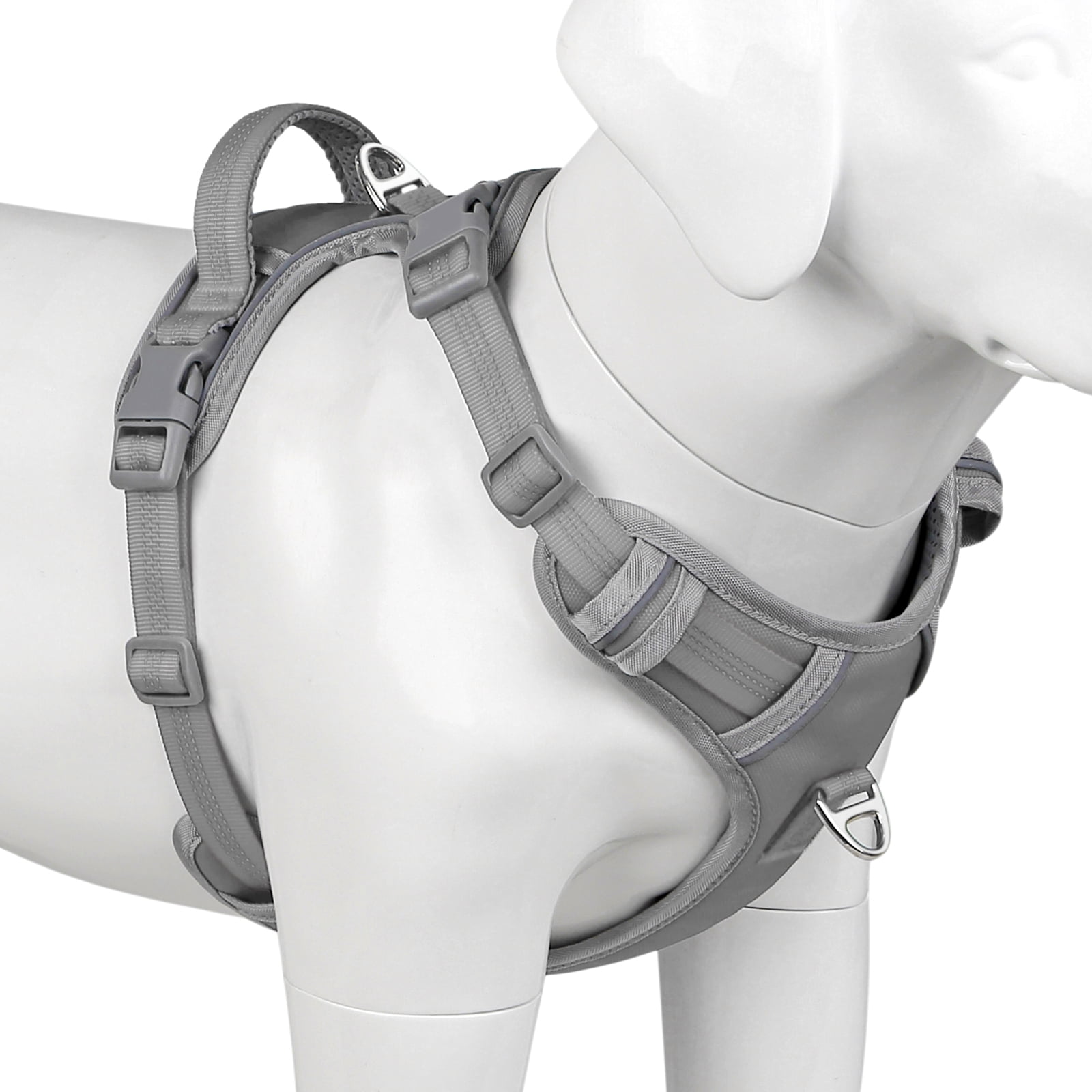 Plutus Pet No Pull Dog Harness, Release At Neck, Reflective Adjustable Dog Vest Harness, Easy Control Handle for Walking, for Small Medium Large Dogs, Gray, S