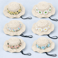 thumbnail image 4 of AYktou Decorative Pet Hats, Mini Hand-Woven Outdoor Straw Hat with Embroidered Flower Round Brim Sun Hat Puppy Small Kitty Sunhats Adjustable Straw Caps for Small Pets Cat and Dog, 4 of 4