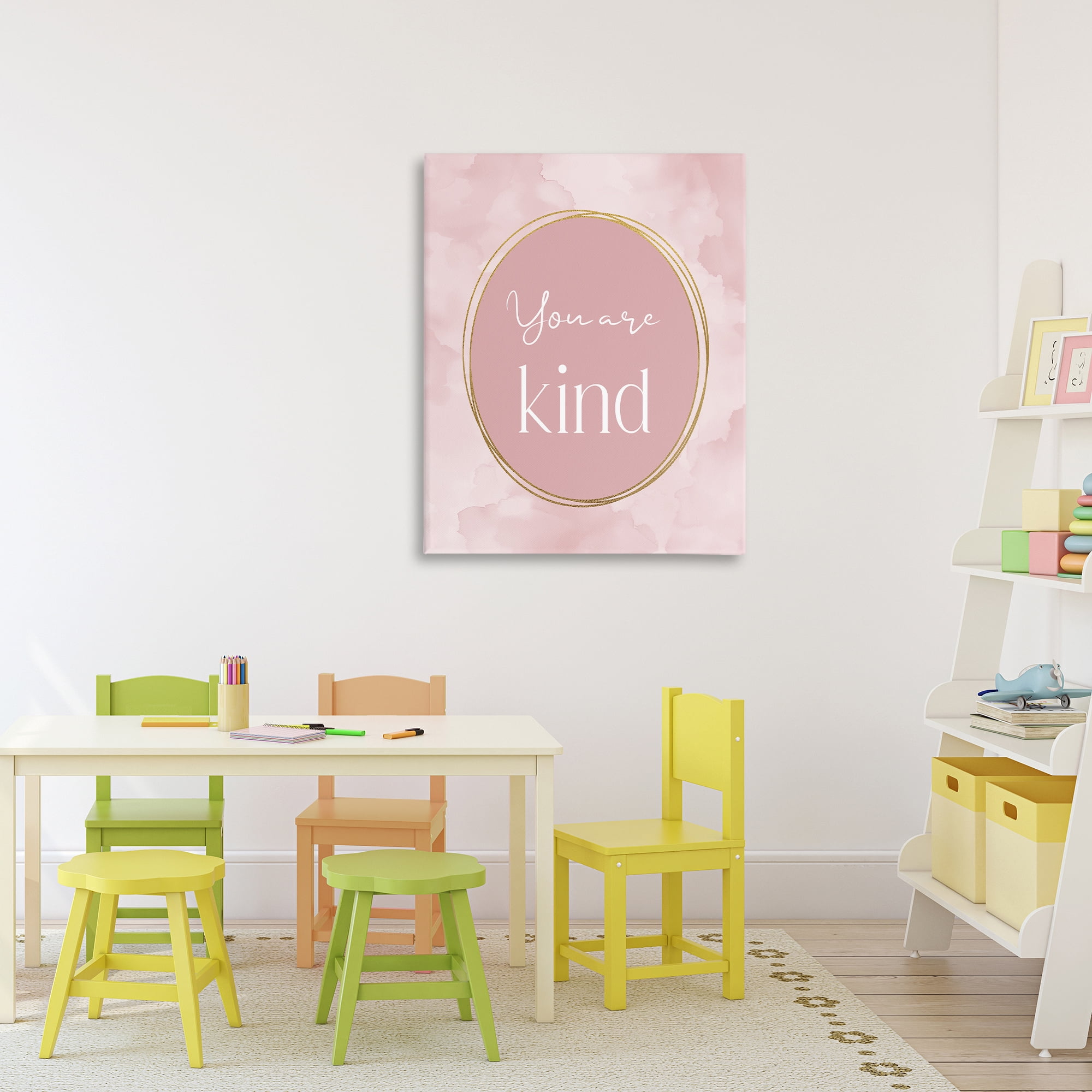 Stupell Industries Pink Golden Affirmation Canvas Wall Art, design by Christine Simpson Art
