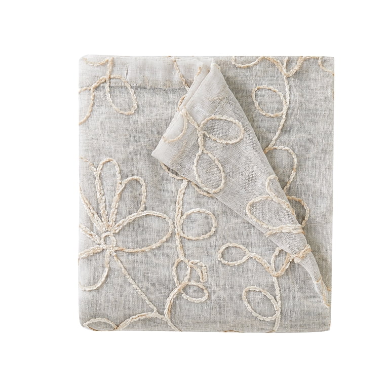 Dainty Home Rita 3D Floral Embroidered Curtain Panel Pair photo 3