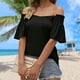 thumbnail image 5 of Camisa De Viaje Camisa de viaje para mujer, camiseta informal con cuello en V a la moda para ir de compras (negro M) Cgtredaw para Mujer Negro T L, 5 of 6