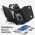 thumbnail image 2 of ShellTech for iPhone 13 Mini Case with Card Holder and Strap - Zipper Pocket,Lanyard Strap,Credit Card Holder,Stand Ring,Cute Phone Wallet Case for Women,Black, 2 of 10