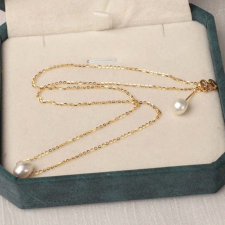 Dainty Y Necklace with Freshwater Pearls, Bridal Bridesmaids Wedding Gift - Shanali Jewelry