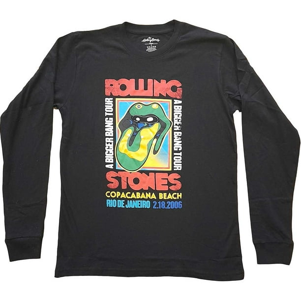 The Rolling Stones - Camiseta Copacabana Beach de Manga Larga para Adultos Unisex (Negro)