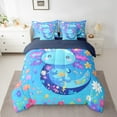 thumbnail image 2 of 7 Piece Cartoon Axolotl Twin Size Bed in a Bag, Cute Ocean Animal Bedding Sets Blue Axolotl Pattern Comforter Set with Sheets Animal Theme Bed Set Fantasy Blue Sheets, 2 of 5