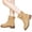 Khaki, variant on Womens Slip On Suede Mid Calf Boots Block Low Heel Wide Calf Booties Lightweight Non Slip Riding Boots Brown Size 5