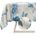 thumbnail image 2 of 60x84inches Blue Floral Rectangle Tablecloth Watercolor Rose Flowers Leaf Print Decorative Table Cover Waterproof Spill Proof Fabric Table Cloth for Kitchen Dining Room Patio Home Decor, 2 of 7