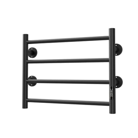 Electric Heated Towel Warmer 4 Bars for Bathroom, Stainless Steel Wall Mounted Heated Towel Drying Rack Black