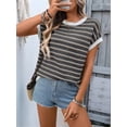 thumbnail image 5 of Women'S Sweater Vest Striped Pullover Tank Top Round Neck Cap Sleeve Light-Weight Summer Casual Clothes Gray S, 5 of 9