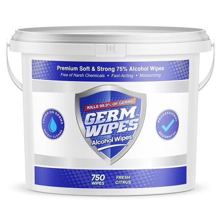 Germ Wipes™ - High Quality 75% Alcohol Wet Wipes Fresh Citrus - 750 Count Bucket