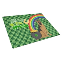 Black and Tan German Shepherd St. Patrick's Day Glass Cutting Board Large 12 in x 15 in