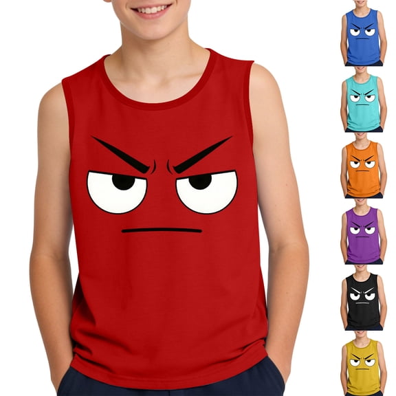 YHAJDS Boys Tank Top Print Sleeveless Round Neck Comfortable Vest for Boys Girls Big Kids 3-15 Years Summer