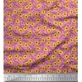 thumbnail image 1 of Soimoi Japan Crepe Satin Fabric Text & Tiger Face Cartoon Print Fabric by Yard 42 Inch Wide, 1 of 1