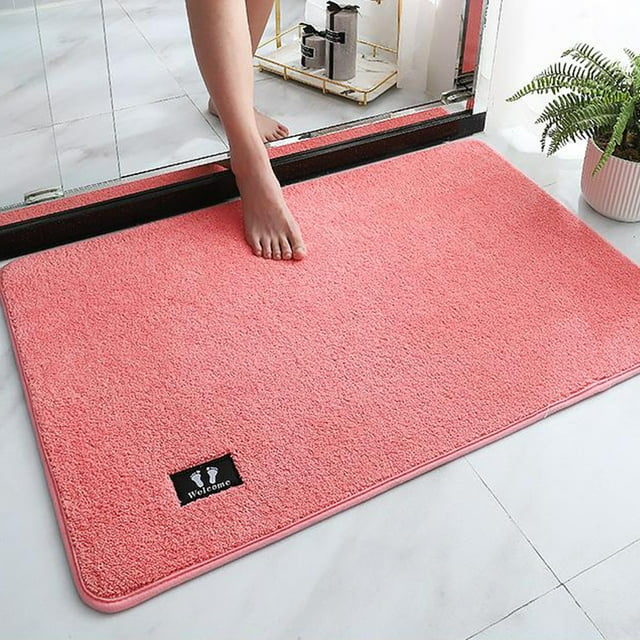 Fridja Bath Mats for Bathroom Non Slip, Super Absorbent Microfiber Bath Mat Washable, Super Soft Rubber Backing Bathroom Rugs, Cute Bath Mat for Shower Sink, Pink, 24" x 36"