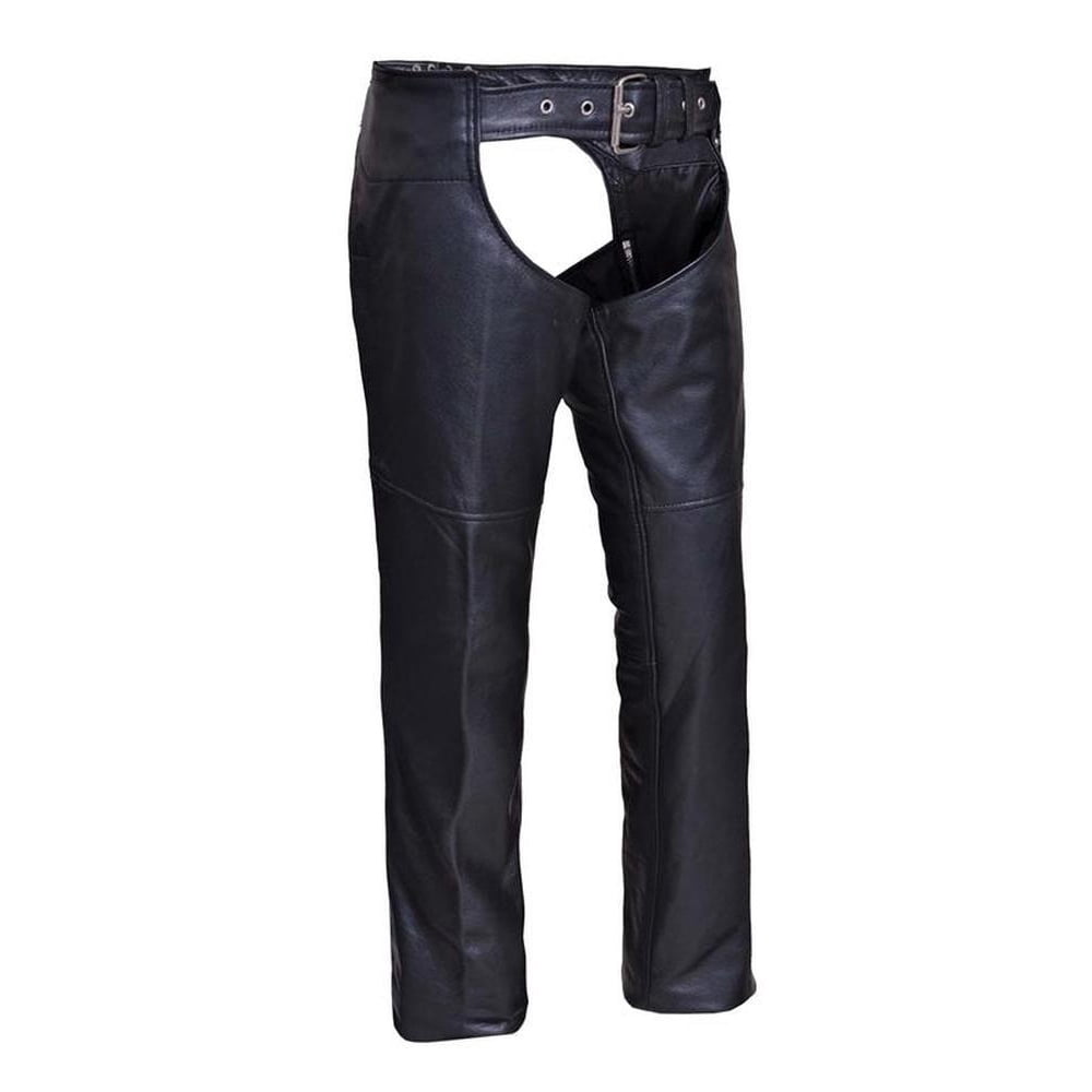 Ladies Premium Leather Motorcycle Chaps,Black,Size XL