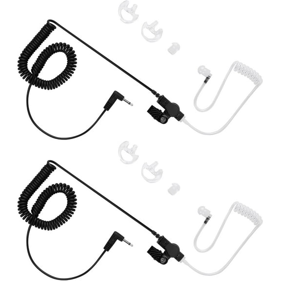 2pcs 3.5mm Radio Earpieces RECEIVER/LISTEN ONLY with Clear Acoustic Coil Tube