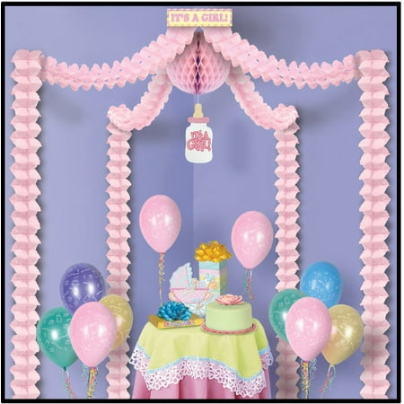 It S A Girl Pink Baby Shower Decoration Canopy Kit Walmart Com