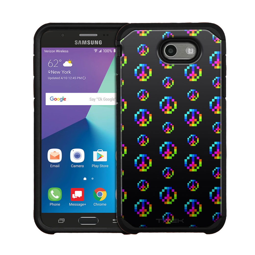 Samsung Galaxy J7 Prime Hybrid Slim Case Video Game Rainbow Peace Sign Pattern Walmart Com