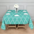 thumbnail image 3 of Turquoise Geometric Quatrefoil Pattern Square Tablecloth,Waterproof Square Table Cover,Wipeable Spillproof Washable Table Cover for Home Kitchen Party Decor 42"X42"(107x107cm), 3 of 6