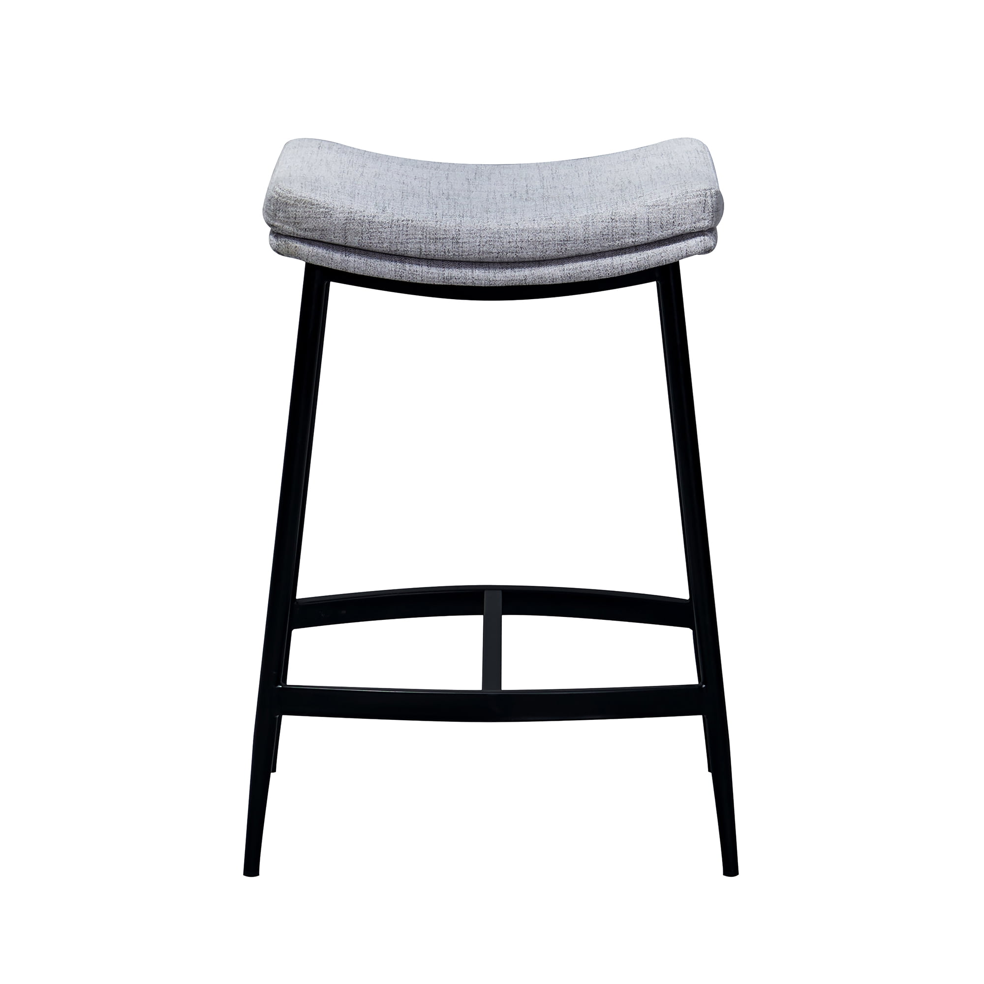 Nathan James Arlo Modern Backless Upholstered Kitchen Counter Bar Stool with Saddle Seat and Metal Base, Grey/ Matte Black