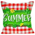 thumbnail image 4 of Summer Watermelon Pillow Covers 18x18 Inch Set of 4 Seasonal Red and Green Plaid Outdoor Decorative Throw Pillows Rustic Farmhouse Holiday Pillowcases for Bed Couch Bedding Sofa, 4 of 9