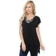 thumbnail image 2 of White Mark Women's White Embellished Tunic Top V-Neck Rayon Spandex High Quality, 2 of 12