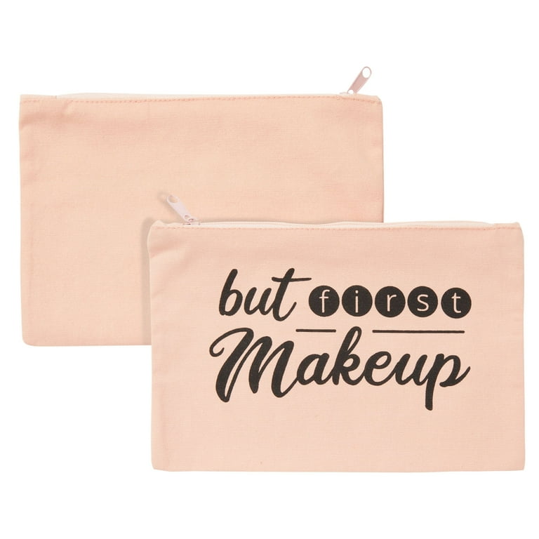 16 Pcs Rainbow Canvas Makeup Bags Bulk Inspirational Quotes Cosmetic Bags  wit