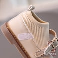 thumbnail image 5 of Baby Girl Checkered Bow Oxford Ankle Boots Knit Sock Panel Soft Flexible Sole for Birthday Party Matching Toddler Indoor Outdoor Activities 6 Months-3.5 Years Beige 15-18 Months, 5 of 8
