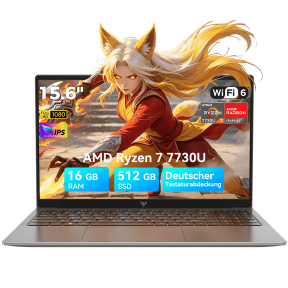 15.6" FHD Laptop AMD Ryzen 7 7730U Laptop Computer , 16GB RAM, 512GB SSD, , Numeric Keyboard, WiFi 6, Bluetooth, Windows 11 Pro