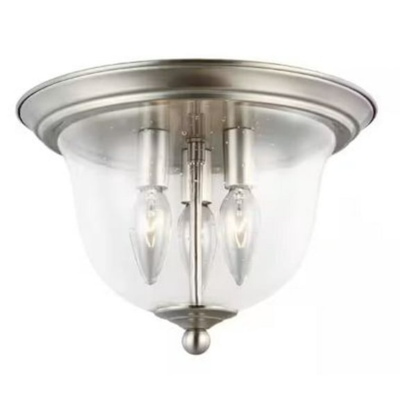 Open Box Generation Lighting Belton 3-Light Brushed Nickel Flush Mount