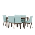 thumbnail image 3 of GDF Studio Ballantrae Wood and Fabric 7 Piece Dining Set, Walnut, Mint, 3 of 9