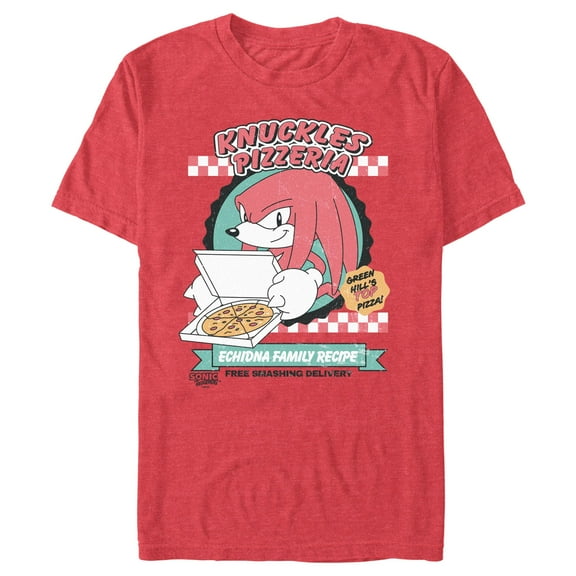 Men's Sonic the Hedgehog Knuckles Pizzeria  Graphic T-Shirt