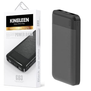 KINGLEEN (G03) Fast Charging Dual USB 10000mAh Portable Power Bank Fast Charging - Black
