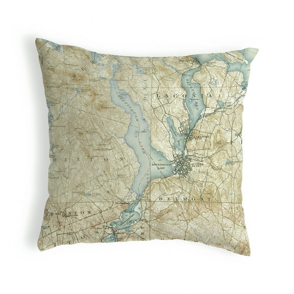 Betsy Drake NC309 18 x 18 in. Lake Winnisquam, NH Nautical Map Noncorded Indoor & Outdoor Pillow