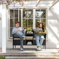 thumbnail image 3 of Vineego Outdoor Patio Loveseat Black Wicker 2-Seat Patio Conversation Set with Cushions & Center Storage Table，Beige, 3 of 7