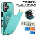 thumbnail image 4 of Mantto for iPhone 16 Plus Back Wallet Case with Card Holder, Magnetic Clasp 3 Card Slots RFID Blocking Premium PU Leather Shockproof Anti-Scratch Wallet Phone Case for iPhone 16 Plus, Mint, 4 of 7