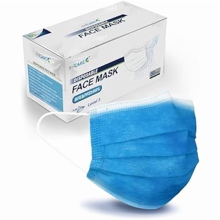 wmincc Disposable Face Masks, 3-Ply ASTM Level 3 Medical Grade, FSA/HSA Eligible, Breathable & Comfortable for Allergy/Sun Protection, 50 Pack Medium Blue
