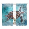 thumbnail image 2 of Coastal Sea Turtle Semi Sheer Window Curtains 72 Inches Long, Blue Nautical Summer Beach Vintage Rod Pocket Voile Silky Chiffon Curtain Light Filtering Drapes for Living Room, 52"x72", 2 Panels, 2 of 9