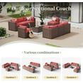 thumbnail image 2 of Aoxun 10 Piece Patio Furniture Set Wicker Rattan Patio Conversation Set Outdoor Sectional Sofa Set with Coffee Table and 4” Thickened Cushions, Red (Waterproof Cover Included), 2 of 8