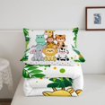 thumbnail image 5 of Manfei Cartoon Wildlife Party Full Size Comforter Sets, Kawaii Lion Elephant Bedding Comforter Set, White Green, Polkadot Reversible, 3 Pieces, 1 Comforter and 2 Pillowcases, 5 of 7