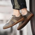 thumbnail image 6 of Men's Navy Blue Retro Leather & Suede Sneakers, 6 of 8