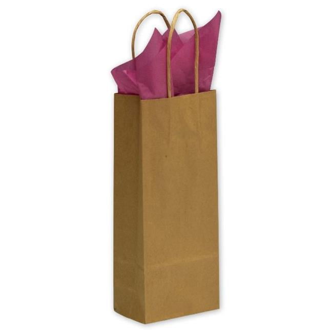 Bags & Bows by Deluxe 150503138 Kraft Paper Shoppers Wine Case of