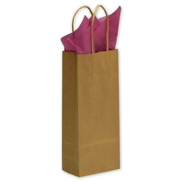 Bags & Bows by Deluxe 15-050313-8 Kraft Paper Shoppers Vin - Cas de 250