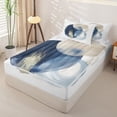 thumbnail image 2 of Homewish Bohemian Geometric Zipper Full Size Comforter Sets with Fitted Sheet and 2 Pillowcases,Navy Abstract Gradient Zipper Bedding Set,Navy Blue Reversible,4pcs, 2 of 8