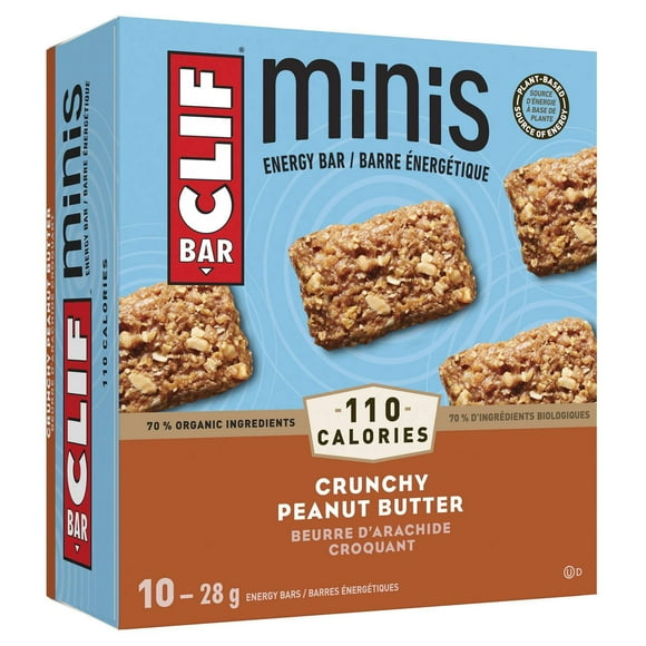BARRE CLIF, barre énergétique au beurre d’arachide croquant mini, 70 % d’ingrédients biologiques, sans arômes artificiels
