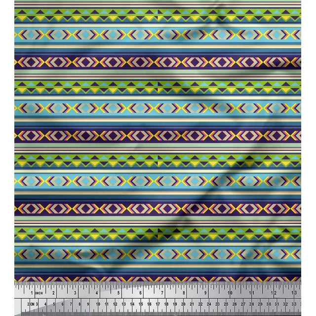 Soimoi Poly Georgette Fabric Aztec Geometric Fabric Prints By Yard 42 Inch Wide