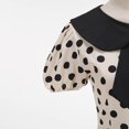 thumbnail image 5 of Karymi Sundress Retro Polka Dot Swing Midi Dress, Peter Pan Collar Bow Puff Short Sleeve Back Zipper Vintage Hepburn Party Sundress Maxi Dresses for Women, 5 of 8