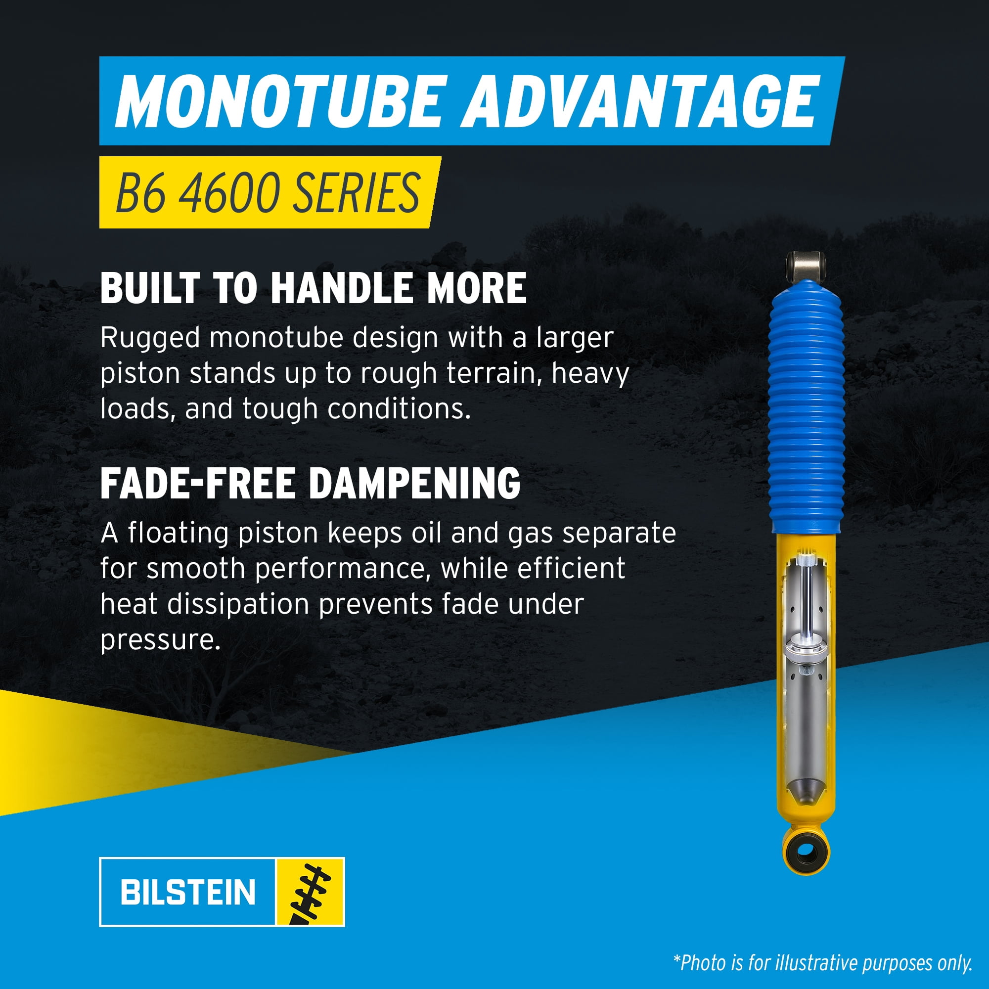 Bilstein Pair of Rear B6 4600 Series Shocks Compatible with 1996-2023 Express/Savana 2500/3500 Over GVWR: 7,300lbs with 0" Rear Lift