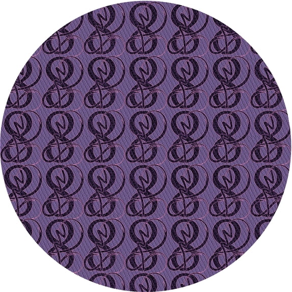 Ahgly Company Machine Washable Indoor Round Transitional Dark Purple Area Rugs, 7' Round
